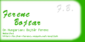 ferenc bojtar business card