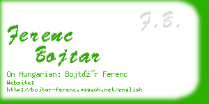 ferenc bojtar business card